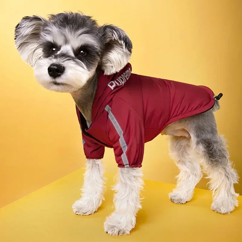 Pet Clothes Autumn Winter Pet Dog Reflective Waterproof Warm Coat Cotton Hooded Jacket for Small Medium Dog Clothes