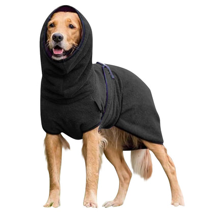 1PCS Solid Color Fashion Outfit Velvet Pet Dog Jumpsuit Dog Thickened Warm Hooded Clothes Pet Clothes for Medium Large Dogs